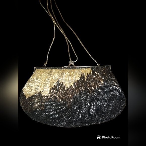 Majesty Line by ALBERTARIO Vintage Beaded Gold  Brown Clutch Purse - Picture 6 of 6